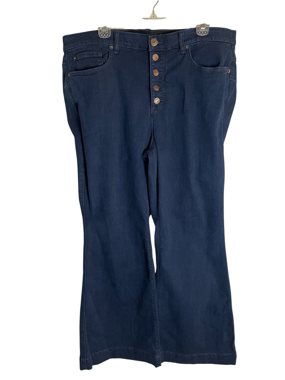torrid Dark Blue Button-Fly Bombshell Flared Jeans Premium Stretch Size 20 Short